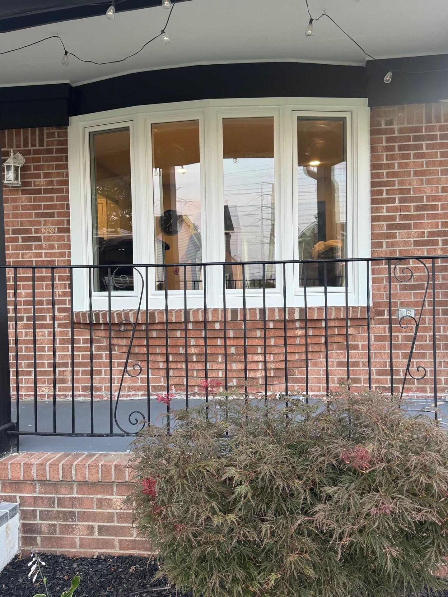 Bay Window completed project — New Jersey, Custom 4-lite bay window with insulated head & seat boards
